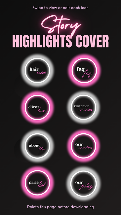 Black Gworl Luxury IG Highlights Template – Canva Editable (8 pack)