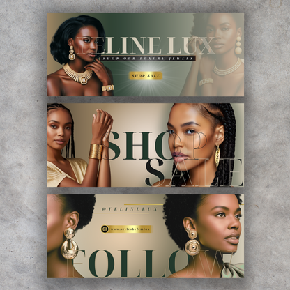 Modern Luxury – Canva Web Banner Templates – Canva Editable (3-Pack)