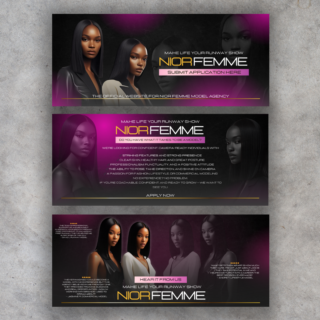Femme Luxury – Canva Web Banner Templates – Canva Editable (3-Pack)