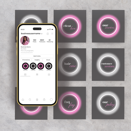 Black Gworl Luxury IG Highlights Template – Canva Editable (8 pack)