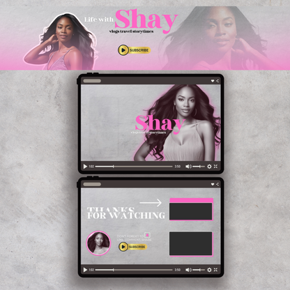 Black Gworl Luxury YouTube Kit – Intro, Outro & Banner– Editable YouTube Kit