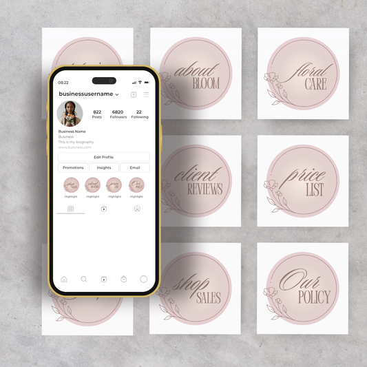 She Blooms IG Highlights Template – Canva Editable (8 pack)