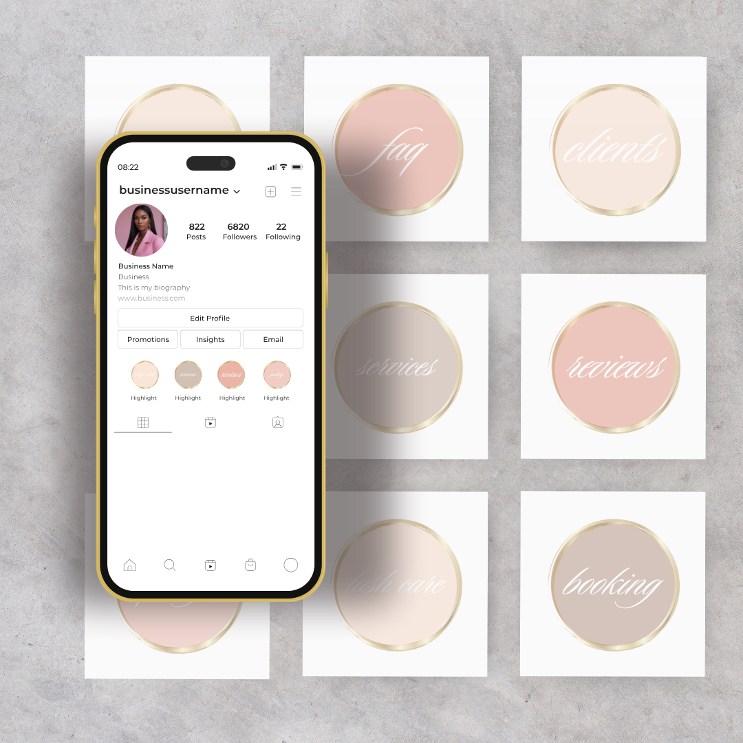 Feminine Luxury IG Highlights Template – Canva Editable (8 pack)