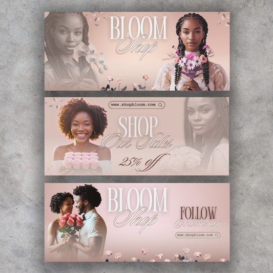 She Blooms – Canva Web Banner Templates – Canva Editable (3-Pack)